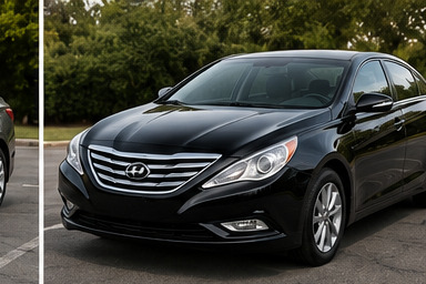 Black sedan front view