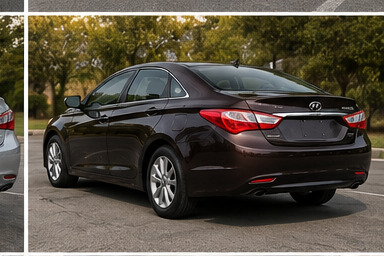 Burgundy sedan rear view